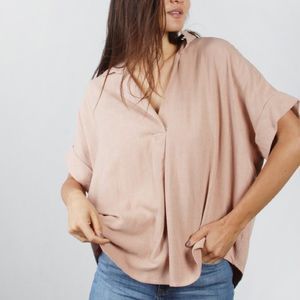MOD REF The Aaron Dusty Pink Short Sleeve Relaxed Top